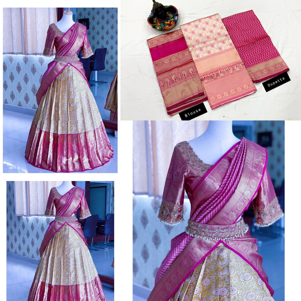 Kanjivaram Silk Zari Lehenga with Banarasi Silk Zari Dupatta & Blouse
