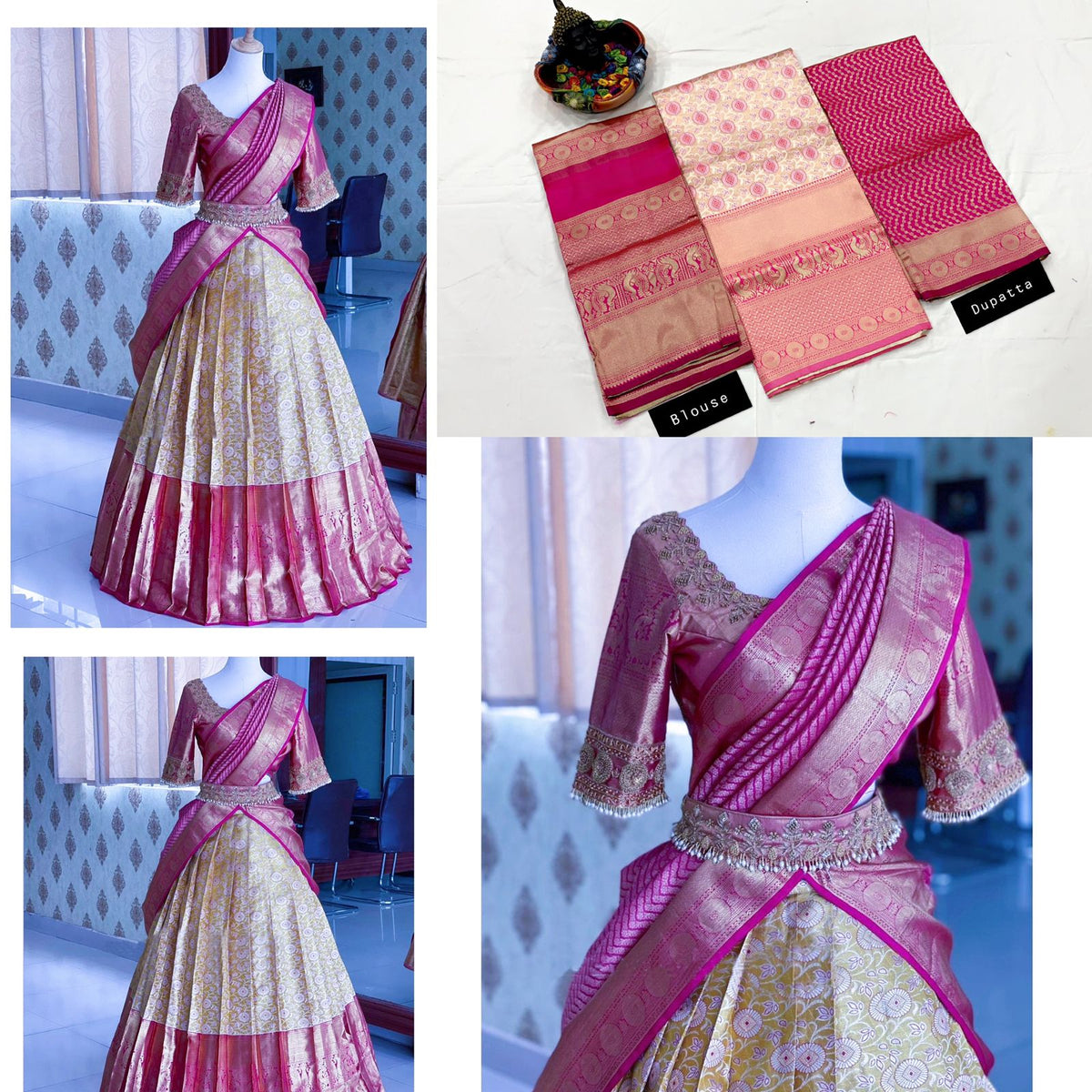 Kanjivaram Silk Zari Lehenga with Banarasi Silk Zari Dupatta & Blouse