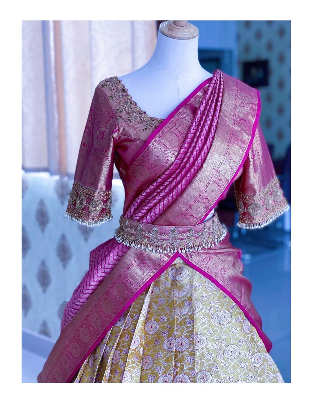 Kanjivaram Silk Zari Lehenga with Banarasi Silk Zari Dupatta & Blouse