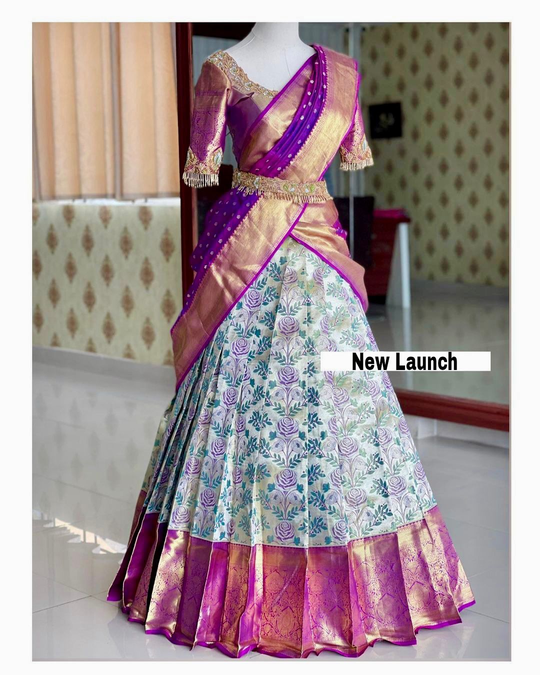 Kanjivaram Silk Zari Lehenga with Banarasi Silk Zari Dupatta & Blouse