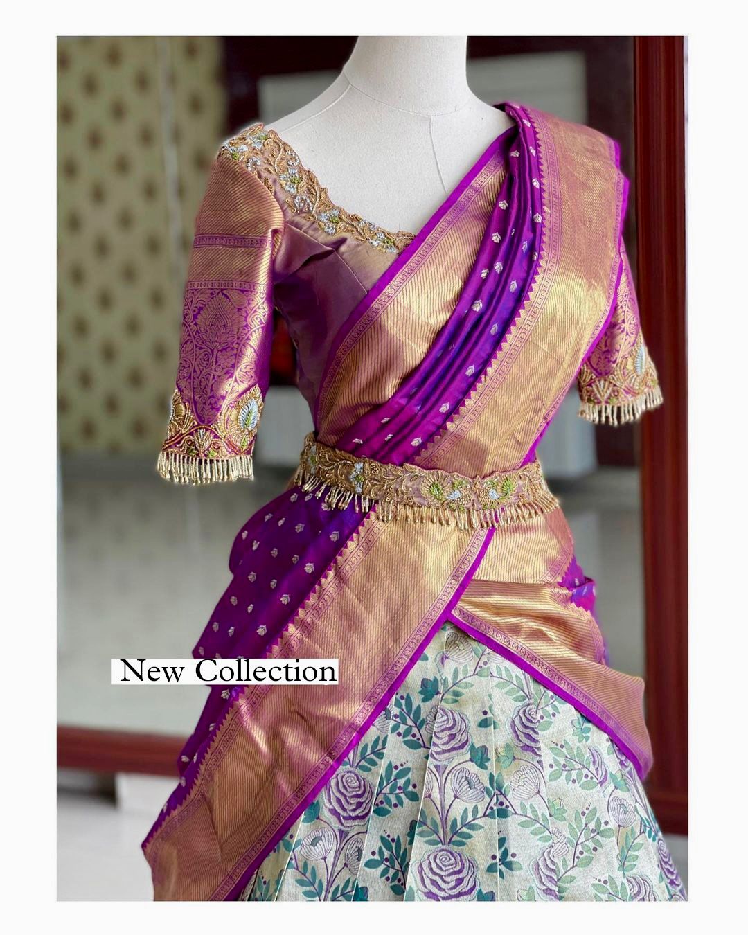 Kanjivaram Silk Zari Lehenga with Banarasi Silk Zari Dupatta & Blouse