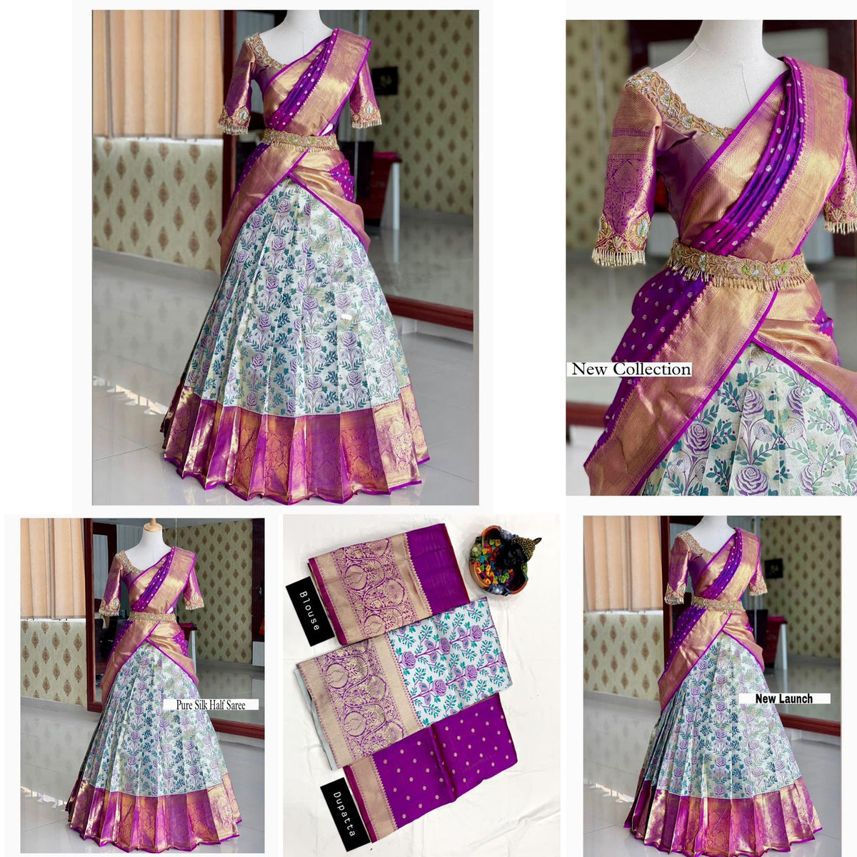 Kanjivaram Silk Zari Lehenga with Banarasi Silk Zari Dupatta & Blouse