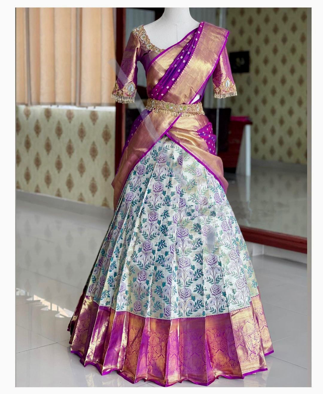 Kanjivaram Silk Zari Lehenga with Banarasi Silk Zari Dupatta & Blouse