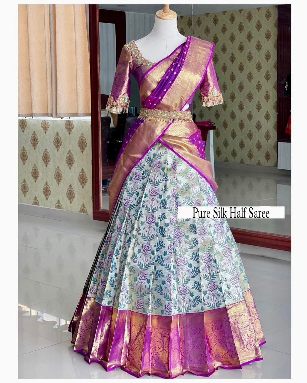 Kanjivaram Silk Zari Lehenga with Banarasi Silk Zari Dupatta & Blouse