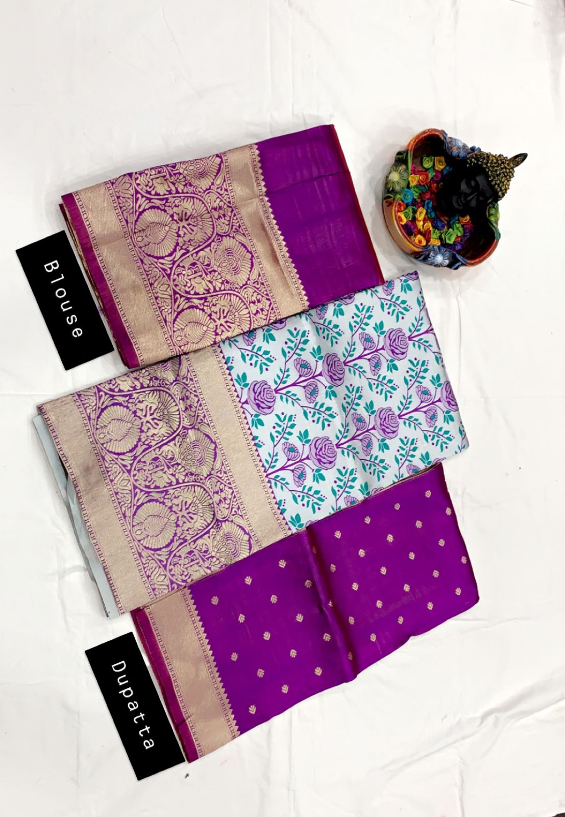 Kanjivaram Silk Zari Lehenga with Banarasi Silk Zari Dupatta & Blouse