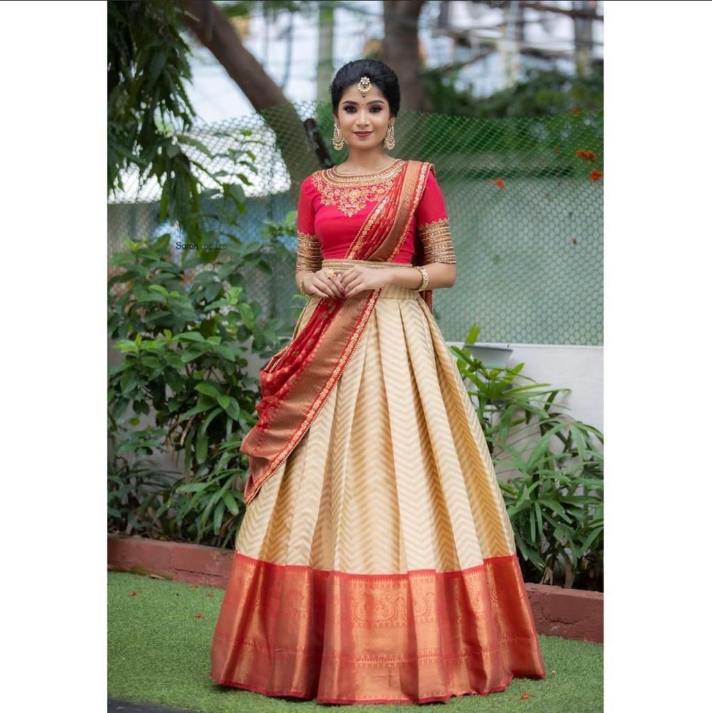 Kanjivaram Silk Zari Lehenga with Banarasi Silk Zari Dupatta & Blouse