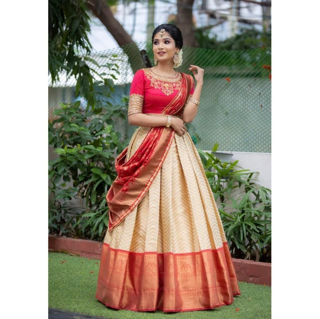 Kanjivaram Silk Zari Lehenga with Banarasi Silk Zari Dupatta & Blouse
