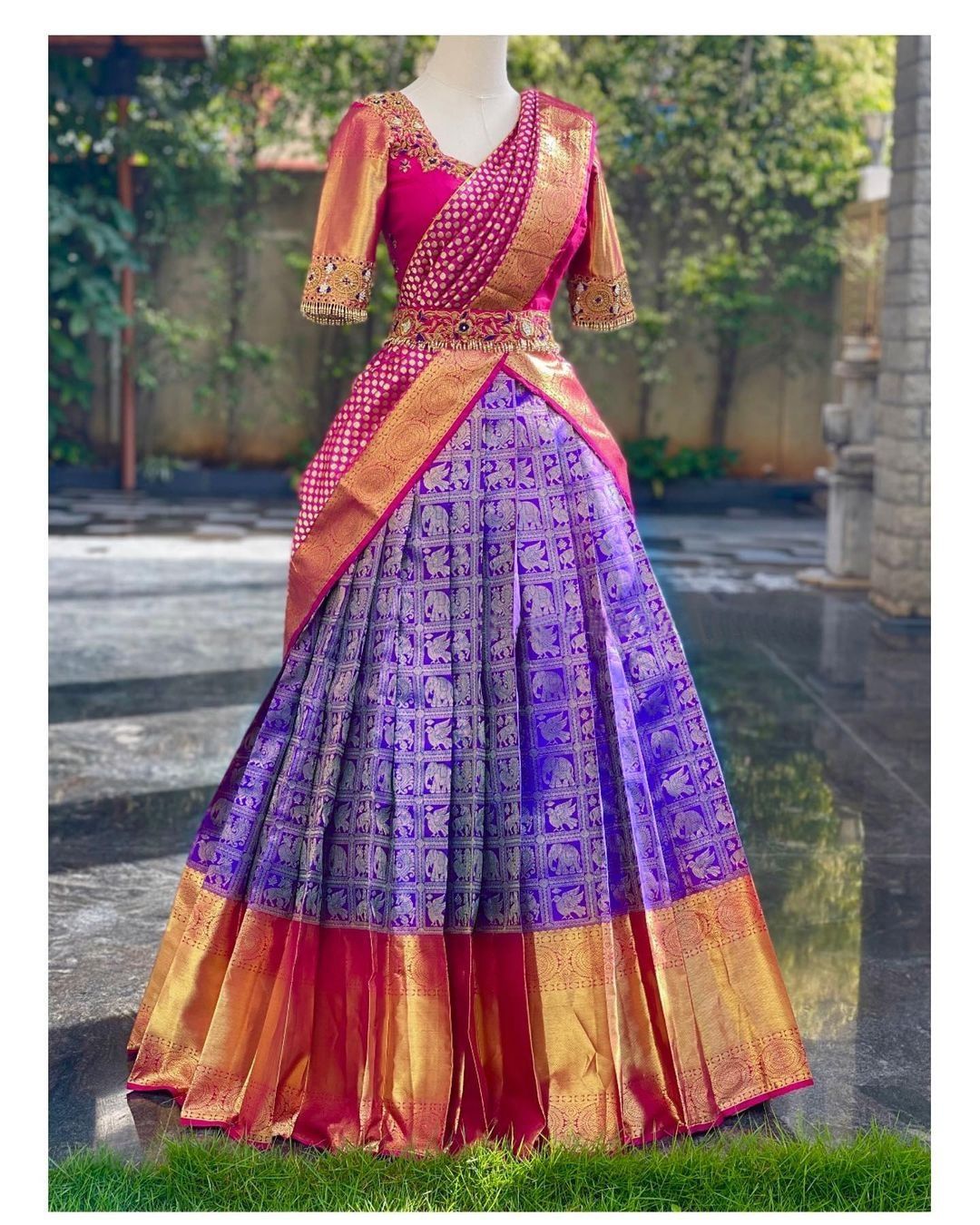 Kanjivaram Silk Zari Lehenga with Banarasi Silk Dupatta & Blouse
