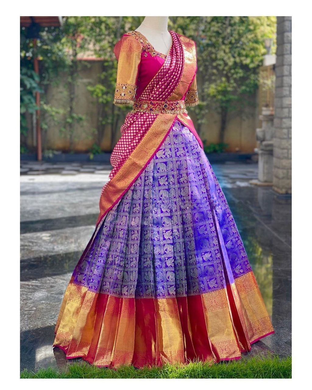 Kanjivaram Silk Zari Lehenga with Banarasi Silk Dupatta & Blouse