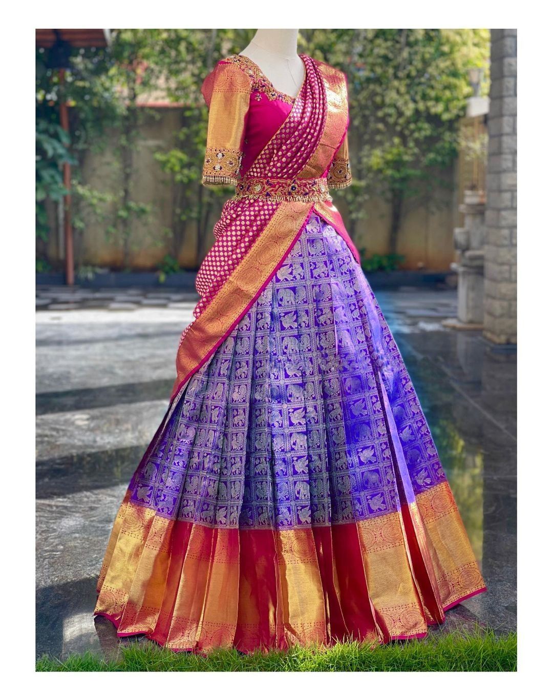 Kanjivaram Silk Zari Lehenga with Banarasi Silk Dupatta & Blouse