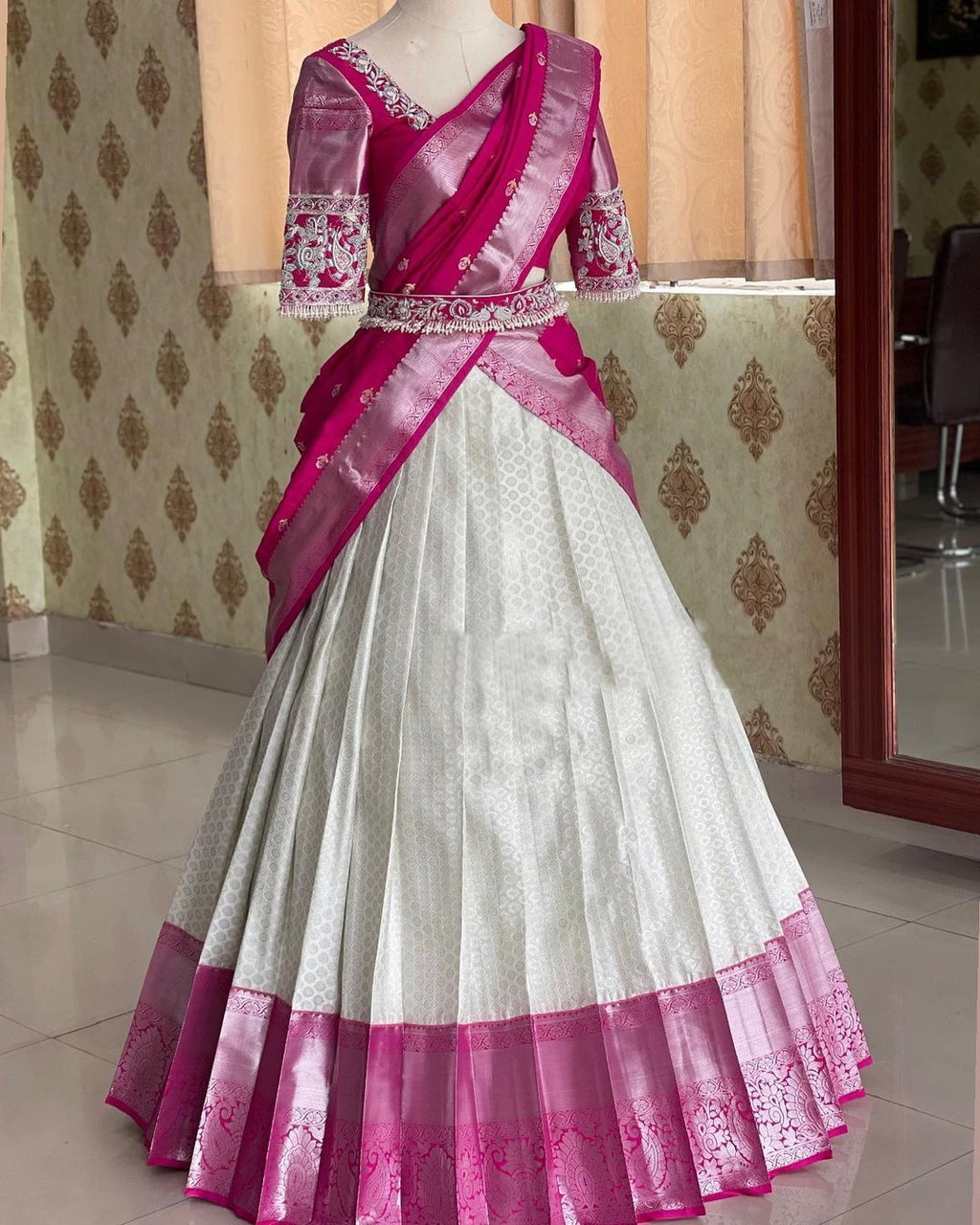 Kanjivaram Silk Zari Lehenga with Banarasi Silk Dupatta & Blouse