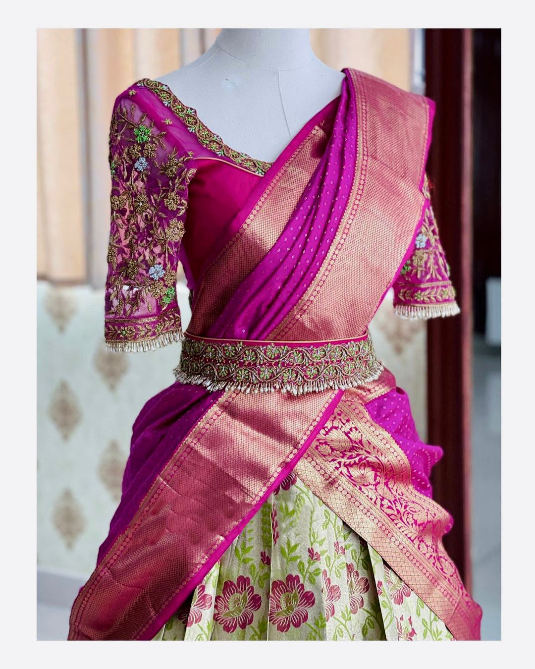 Kanjivaram Silk Zari Lehenga with Banarasi Silk Zari Dupatta & Blouse