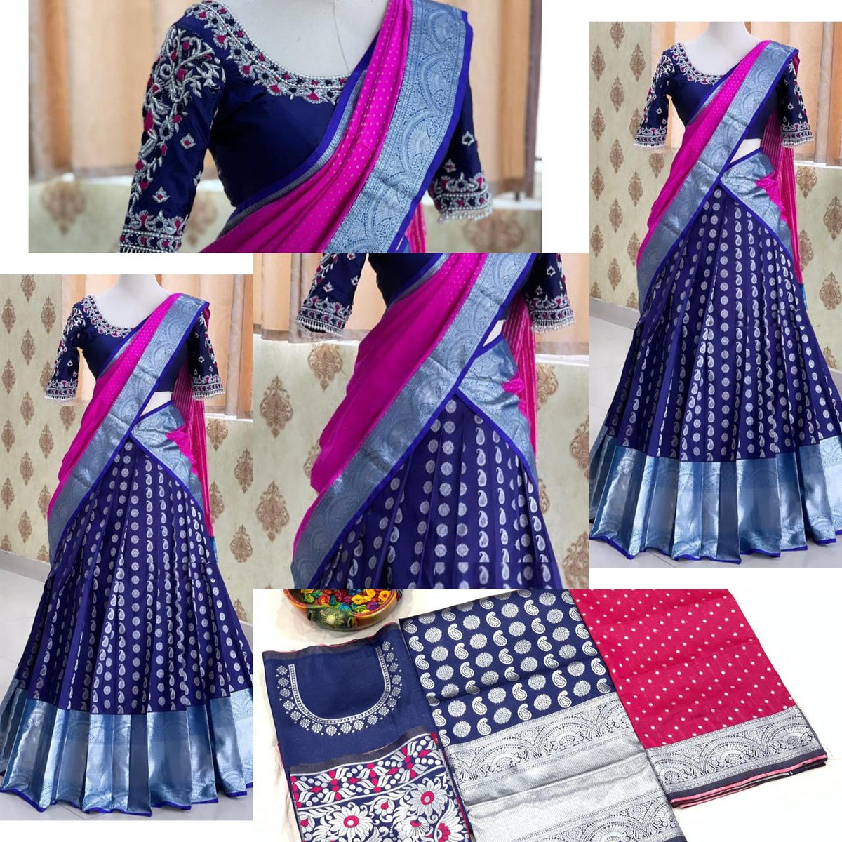 Kanjivaram Silk Zari Lehenga with Banarasi Silk Zari Dupatta & Blouse