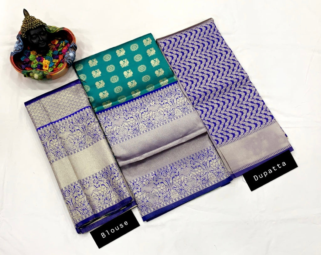 Royal Kanjivaram Zari Half Saree with Banarasi Silk Dupatta