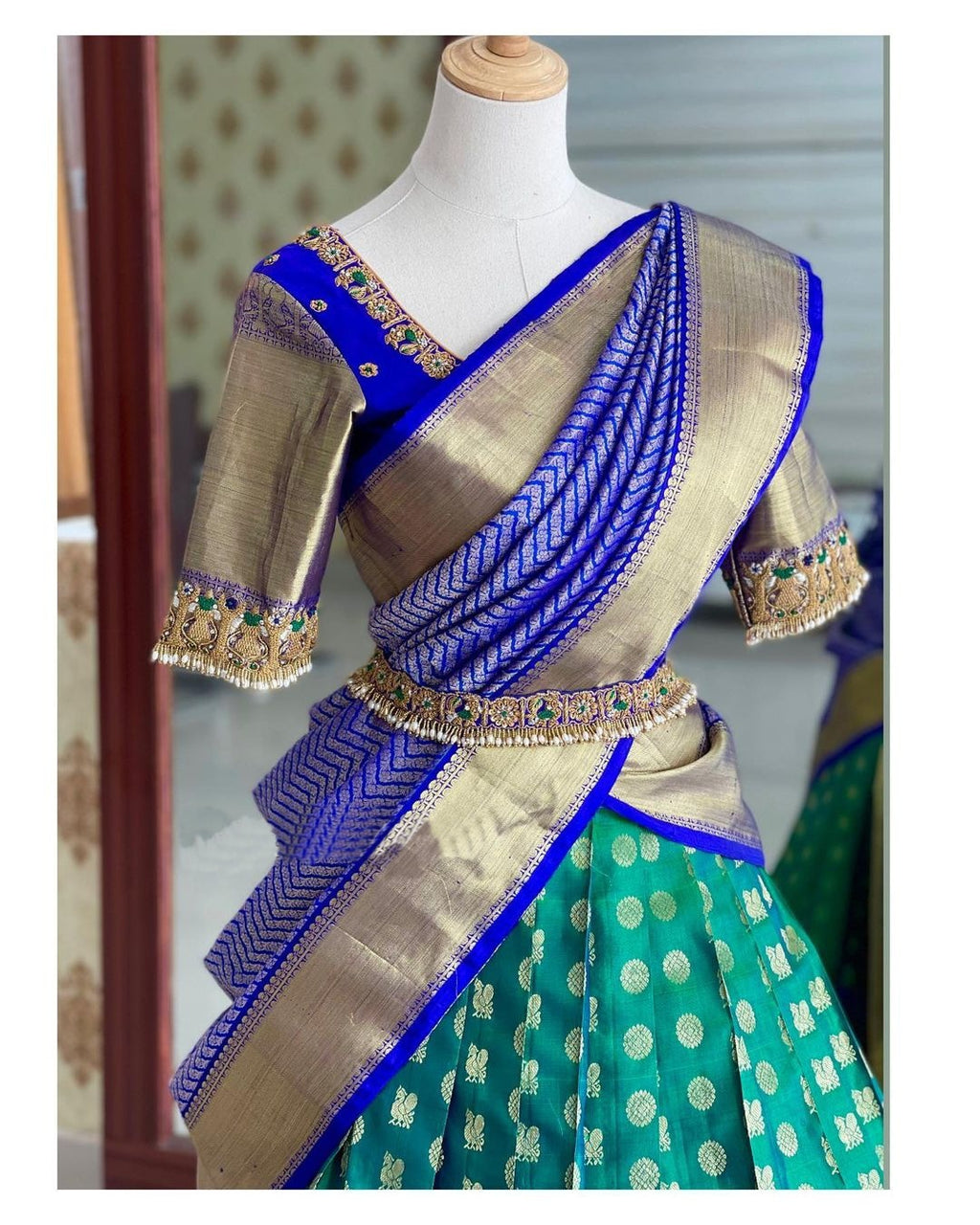 Royal Kanjivaram Zari Half Saree with Banarasi Silk Dupatta