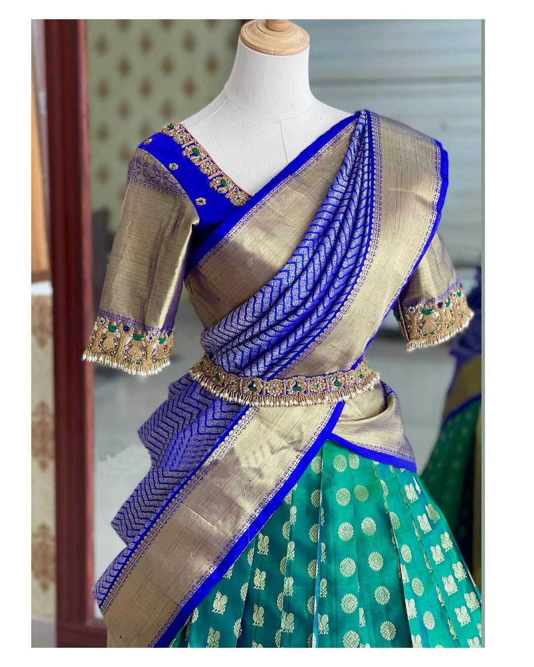 Royal Kanjivaram Zari Half Saree with Banarasi Silk Dupatta