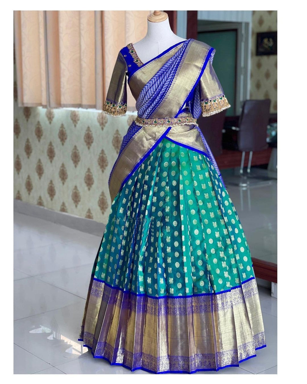 Royal Kanjivaram Zari Half Saree with Banarasi Silk Dupatta