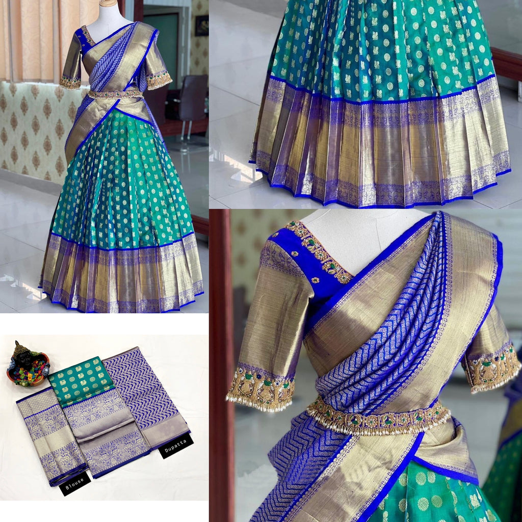 Royal Kanjivaram Zari Half Saree with Banarasi Silk Dupatta