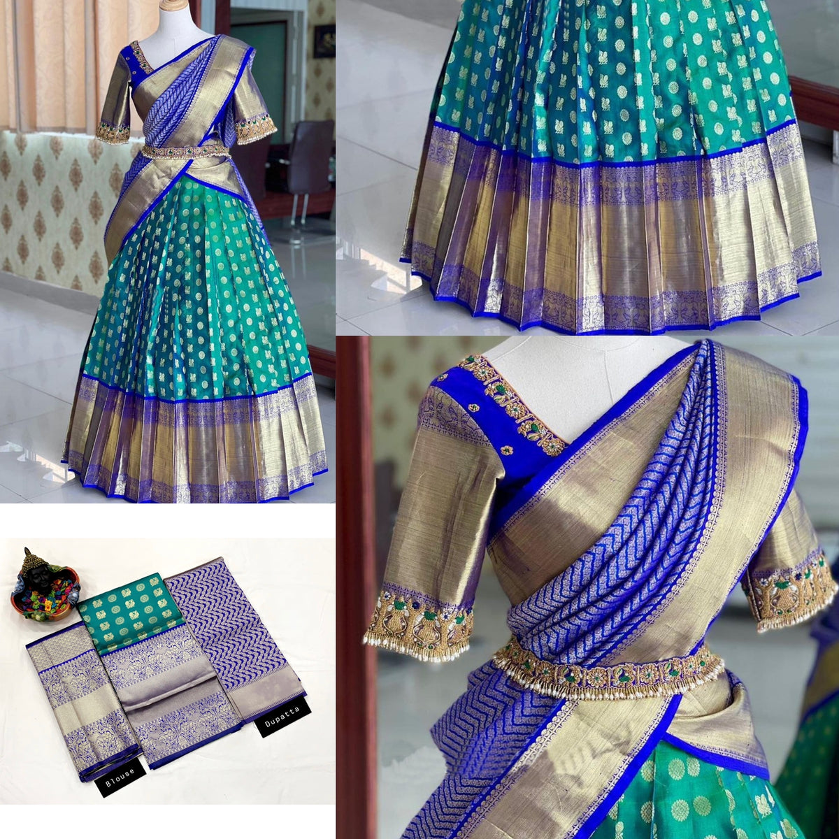 Royal Kanjivaram Zari Half Saree with Banarasi Silk Dupatta