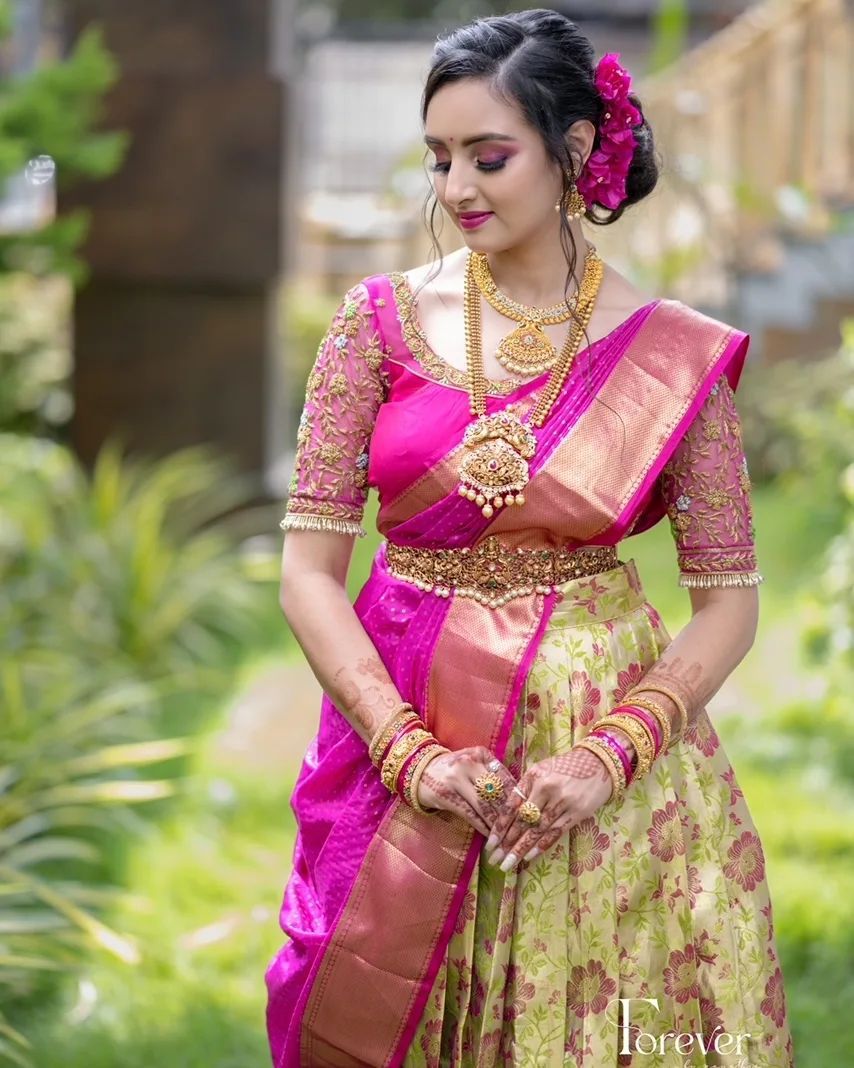 Kanjivaram Silk Zari Lehenga with Banarasi Silk Zari Dupatta & Blouse