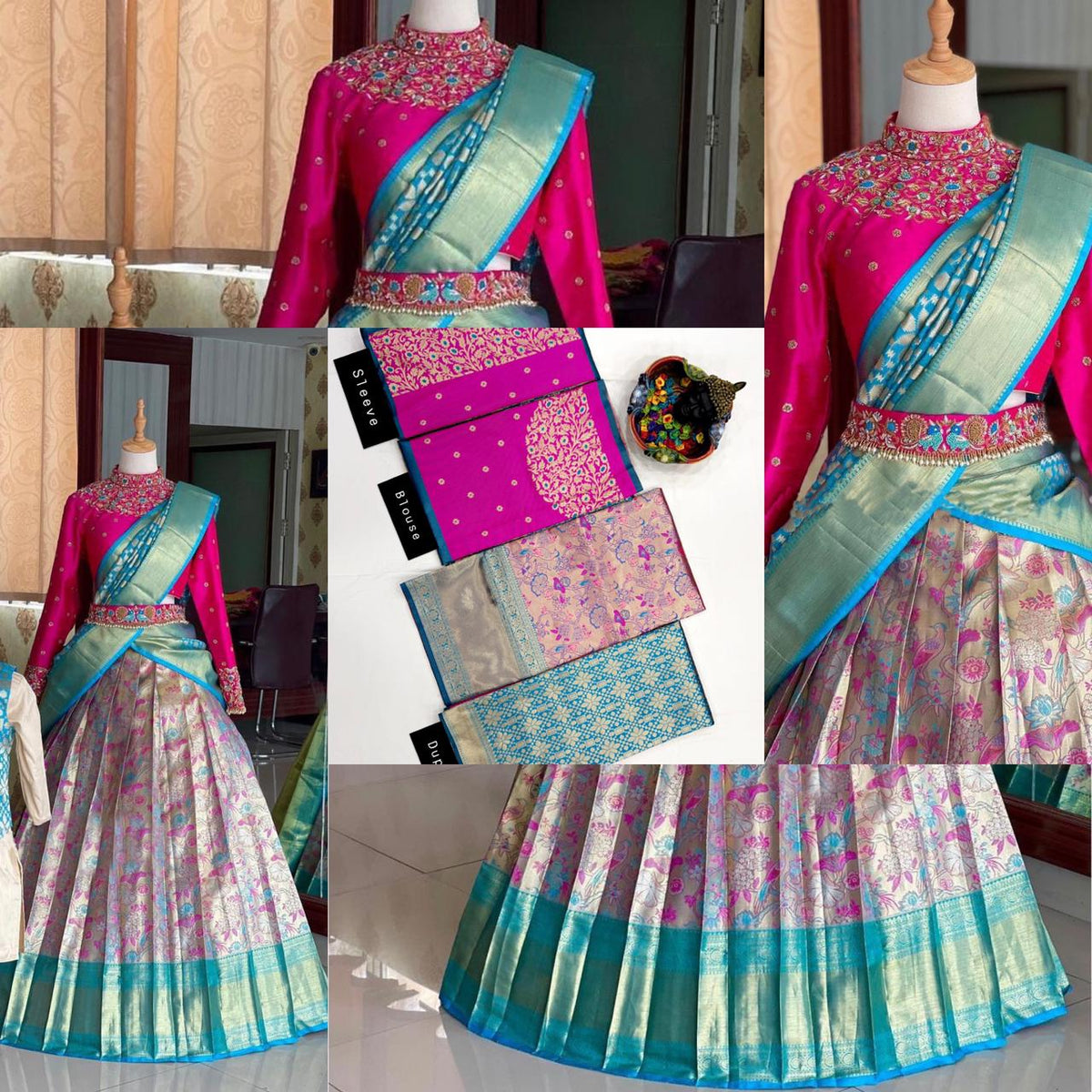 Elegant Kanjivaram Zari Half Saree with Banarasi Silk Dupatta