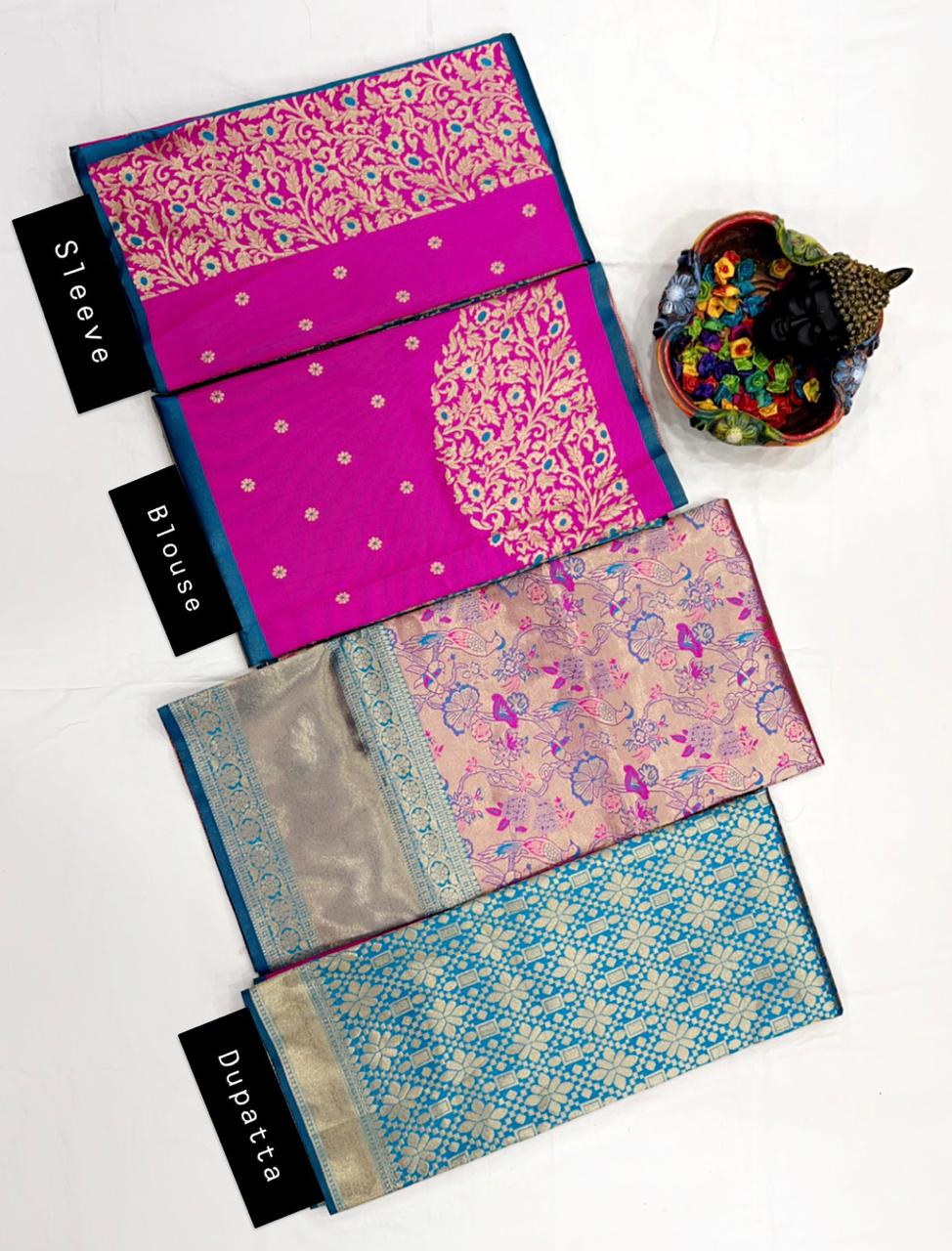 Elegant Kanjivaram Zari Half Saree with Banarasi Silk Dupatta