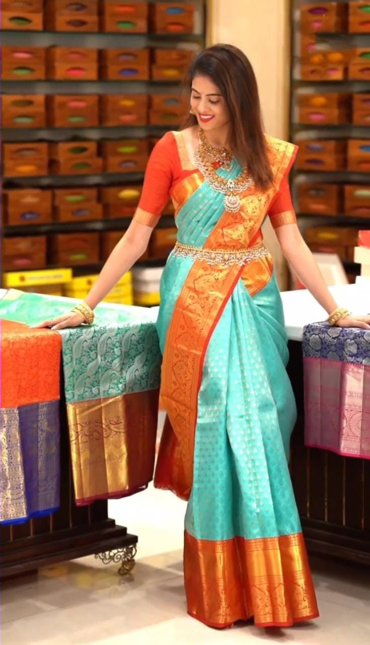 Graceful Soft Lichi Silk Saree with Rich Pallu &amp; Jacquard Border