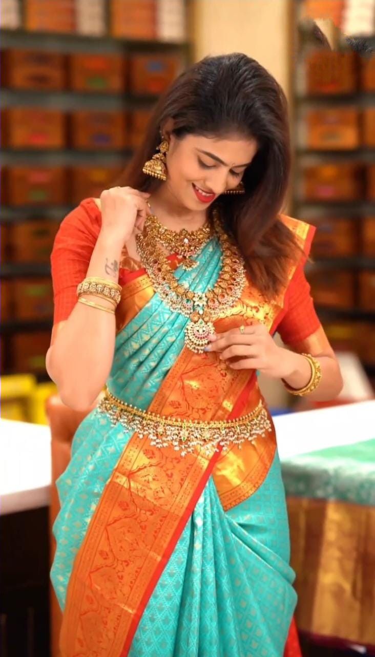 Graceful Soft Lichi Silk Saree with Rich Pallu &amp; Jacquard Border
