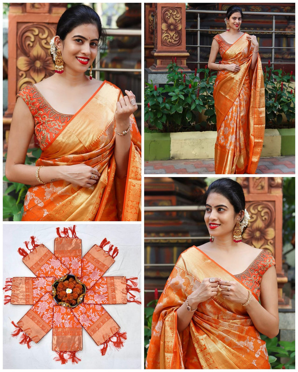 Regal Soft Lichi Silk Saree with Heavy Zhalar &amp; Jacquard Detailing