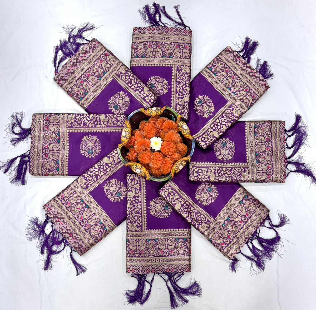 Elegant Soft Lichi Silk Saree with Heavy Zhalar &amp; Rich Pallu