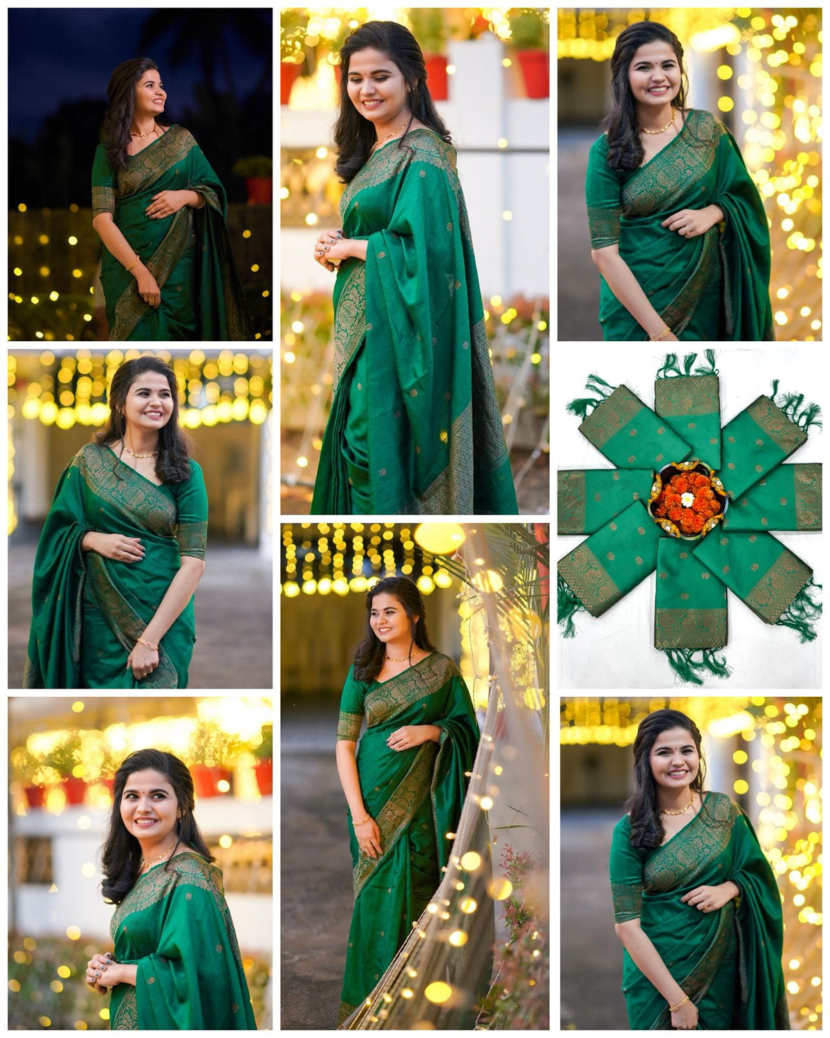 Charming Soft Lichi Silk Saree with Heavy Zhalar &amp; Jacquard Work