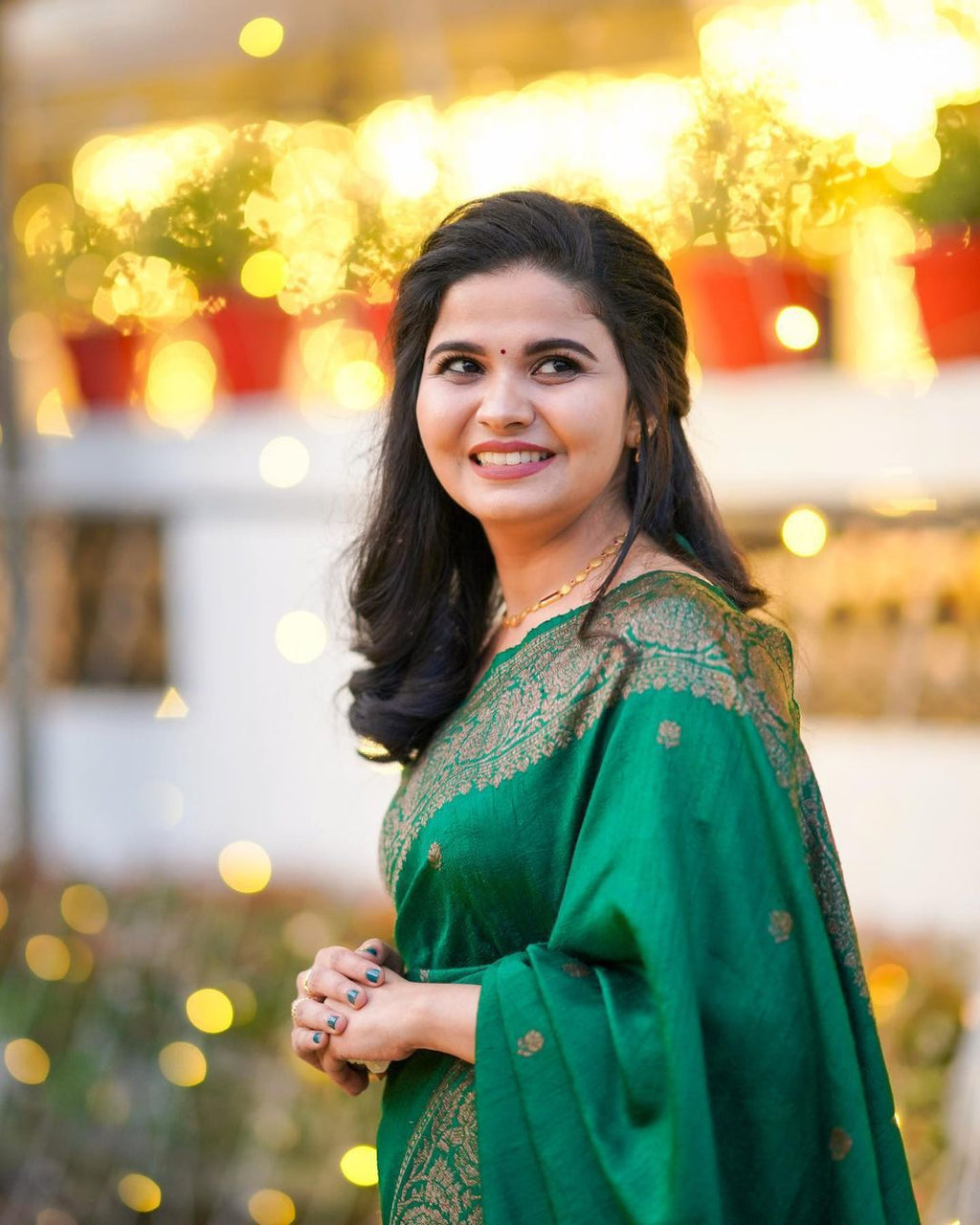 Charming Soft Lichi Silk Saree with Heavy Zhalar &amp; Jacquard Work
