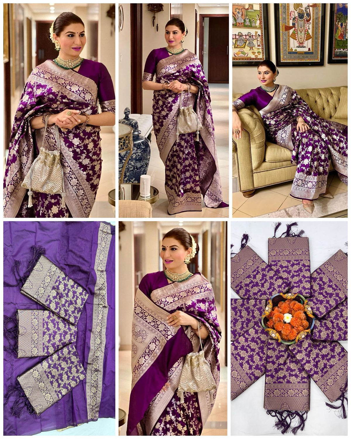 Graceful Soft Lichi Silk Saree with Heavy Zhalar &amp; Rich Pallu