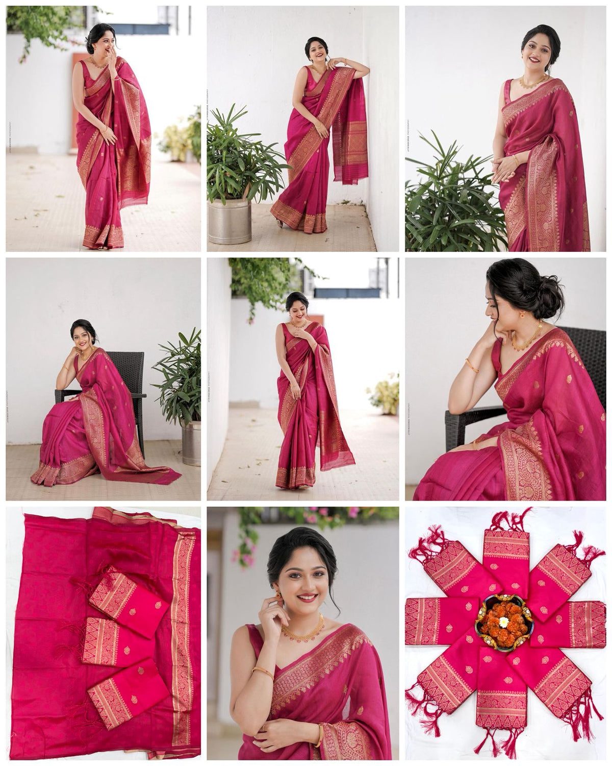 Elegant Soft Lichi Silk Saree with Heavy Zhalar &amp; Jacquard Work