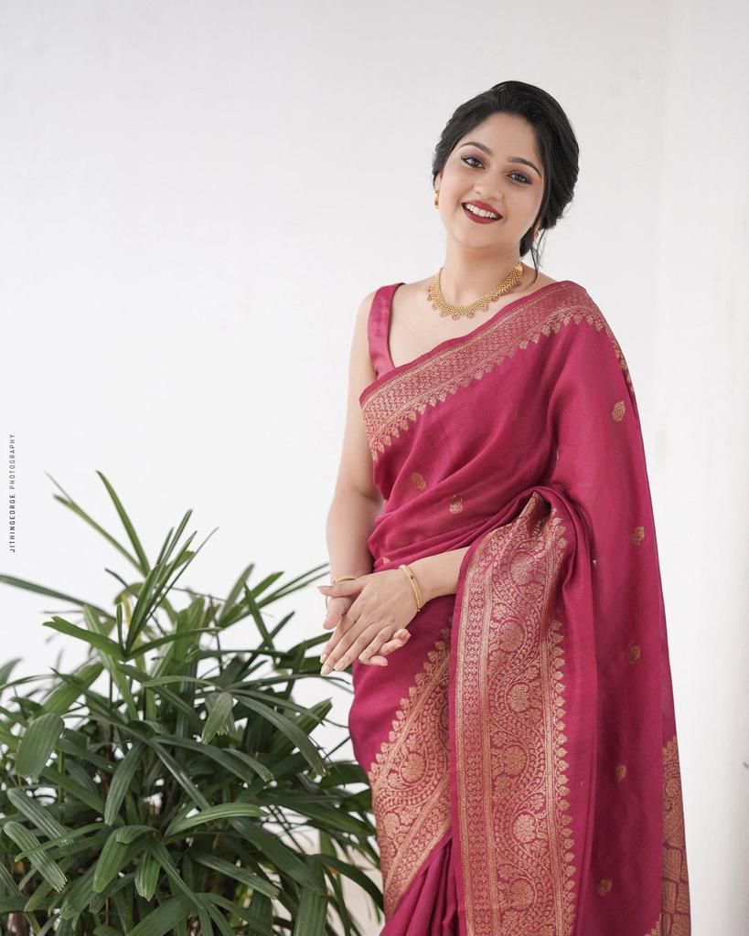 Elegant Soft Lichi Silk Saree with Heavy Zhalar &amp; Jacquard Work
