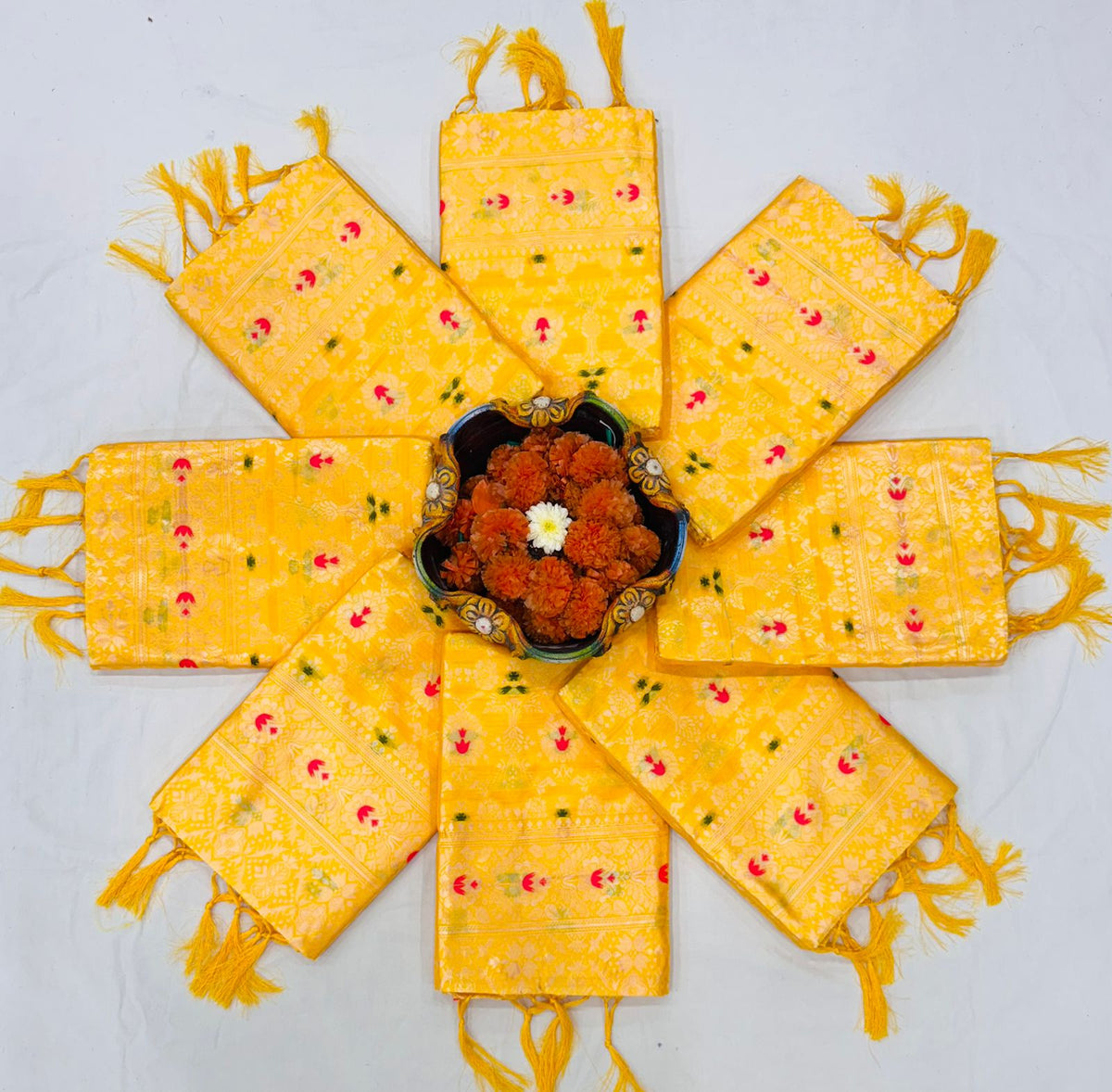 Soft Lichi Silk Saree with Heavy Zahlar, Rich Pallu, Jacquard Work & Tassel Detailing