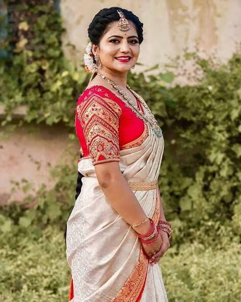 Beautiful Soft Lichi Silk Saree with Jacquard Pallu &amp; Border