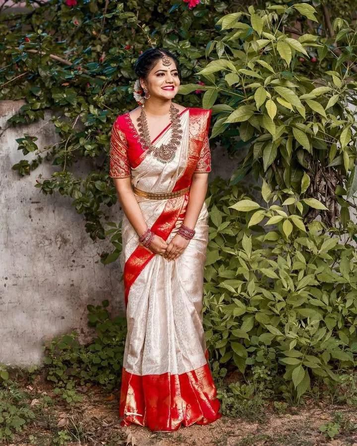 Beautiful Soft Lichi Silk Saree with Jacquard Pallu &amp; Border