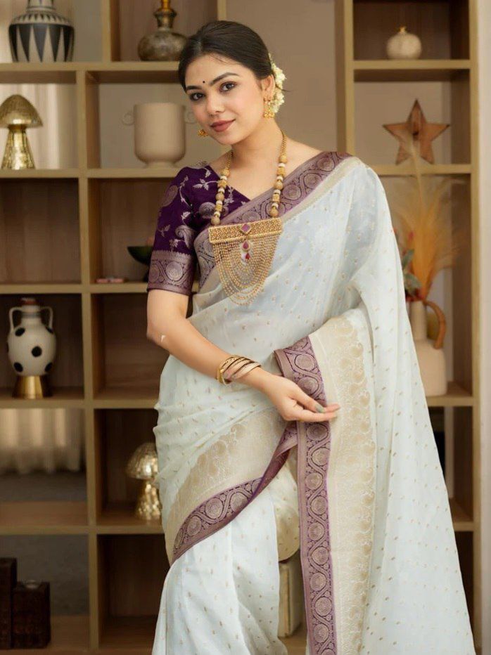 Regal Soft Lichi Silk Saree with Artistic Jacquard Work & Rich Pallu