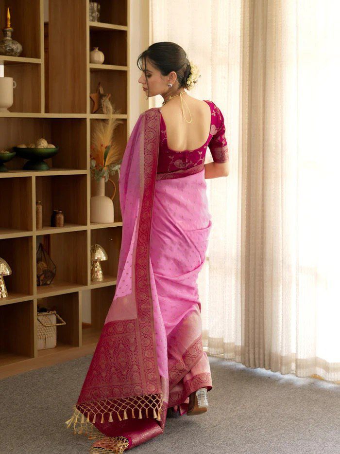 Regal Soft Lichi Silk Saree with Artistic Jacquard Work & Rich Pallu