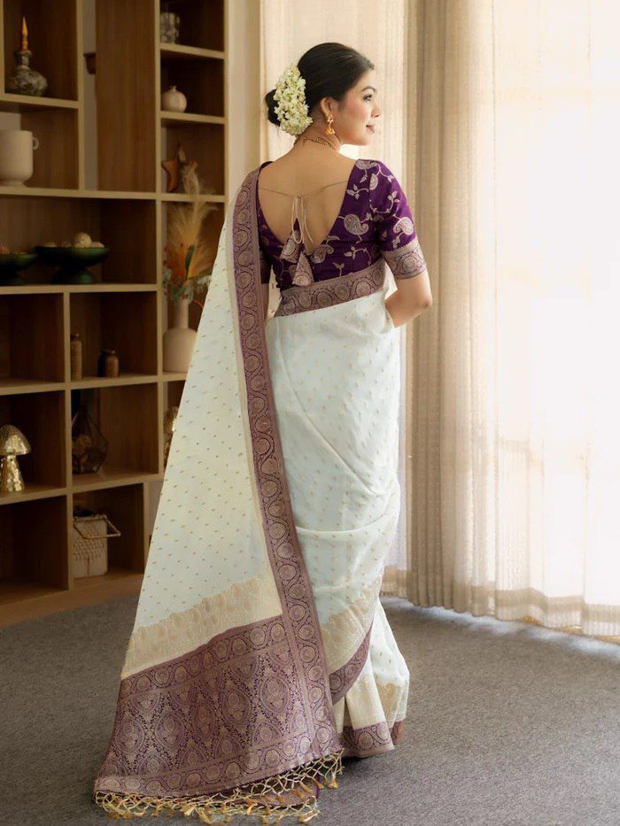 Regal Soft Lichi Silk Saree with Artistic Jacquard Work & Rich Pallu