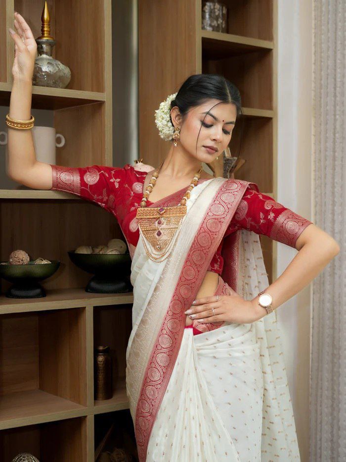 Regal Soft Lichi Silk Saree with Artistic Jacquard Work & Rich Pallu