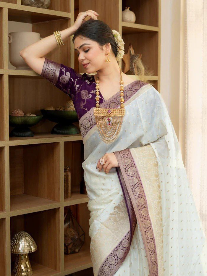 Regal Soft Lichi Silk Saree with Artistic Jacquard Work & Rich Pallu