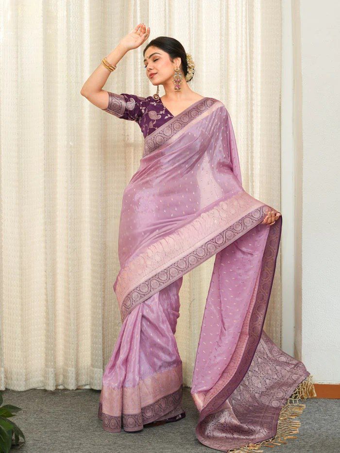 Regal Soft Lichi Silk Saree with Artistic Jacquard Work & Rich Pallu