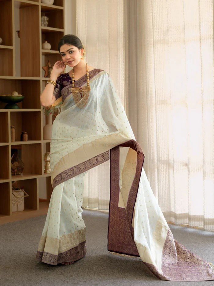 Regal Soft Lichi Silk Saree with Artistic Jacquard Work & Rich Pallu