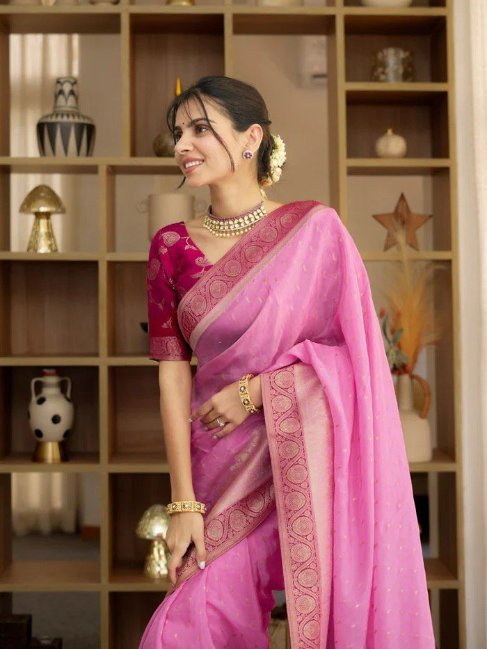 Regal Soft Lichi Silk Saree with Artistic Jacquard Work & Rich Pallu