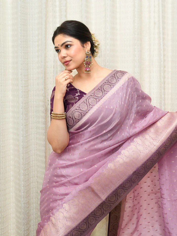 Regal Soft Lichi Silk Saree with Artistic Jacquard Work & Rich Pallu