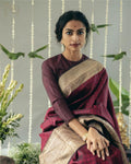 Lichi Silk Saree with Rich Pallu, All-Over Jacquard Detailing & Exclusive Border Blouse