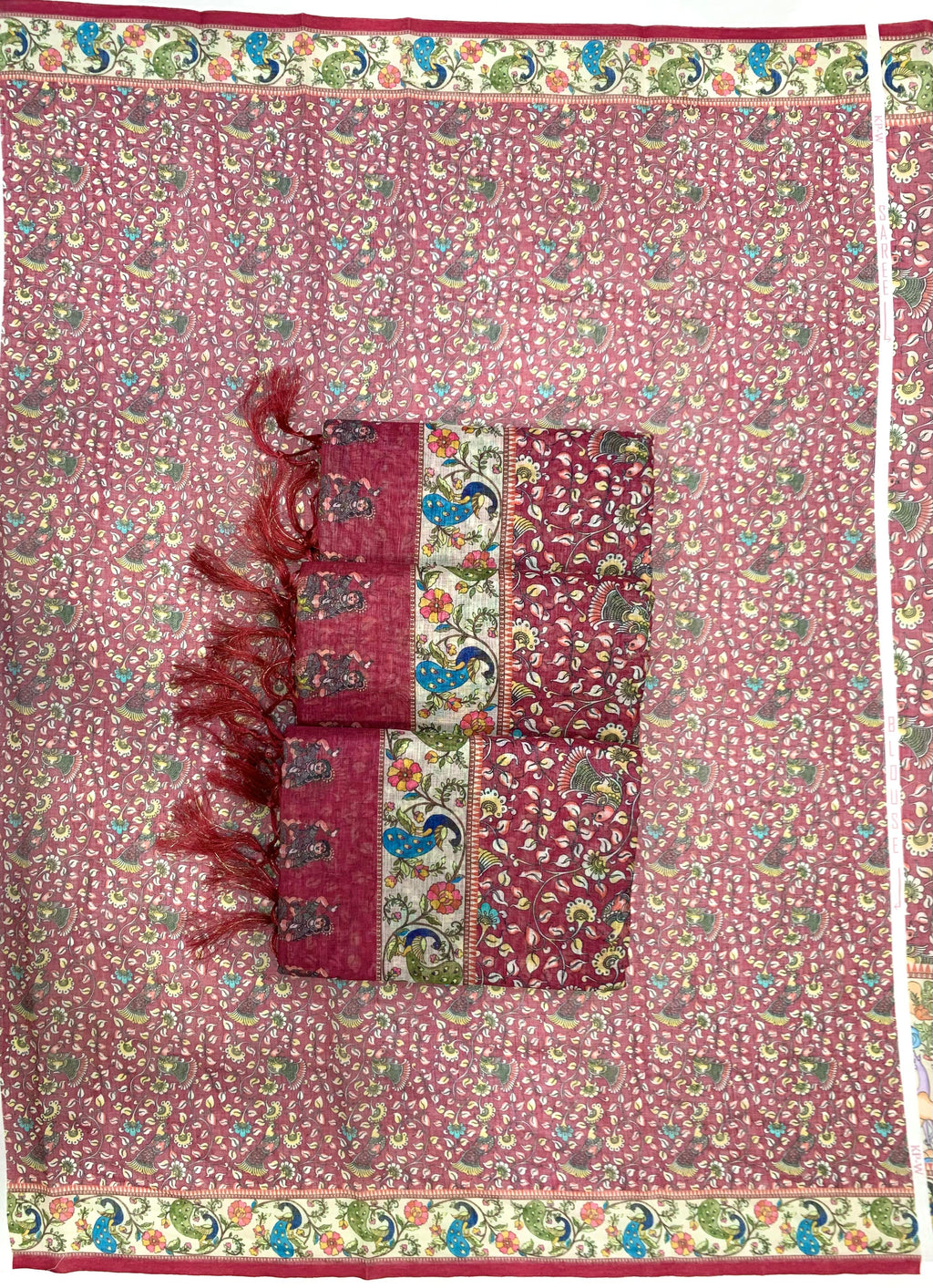 Full Body Floral Rich Pallu Linen Cotton Saree with Zahlar Tussle