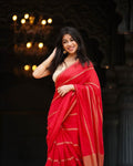 Elegant Lining Print Linen Cotton Saree with Zahlar Tussle